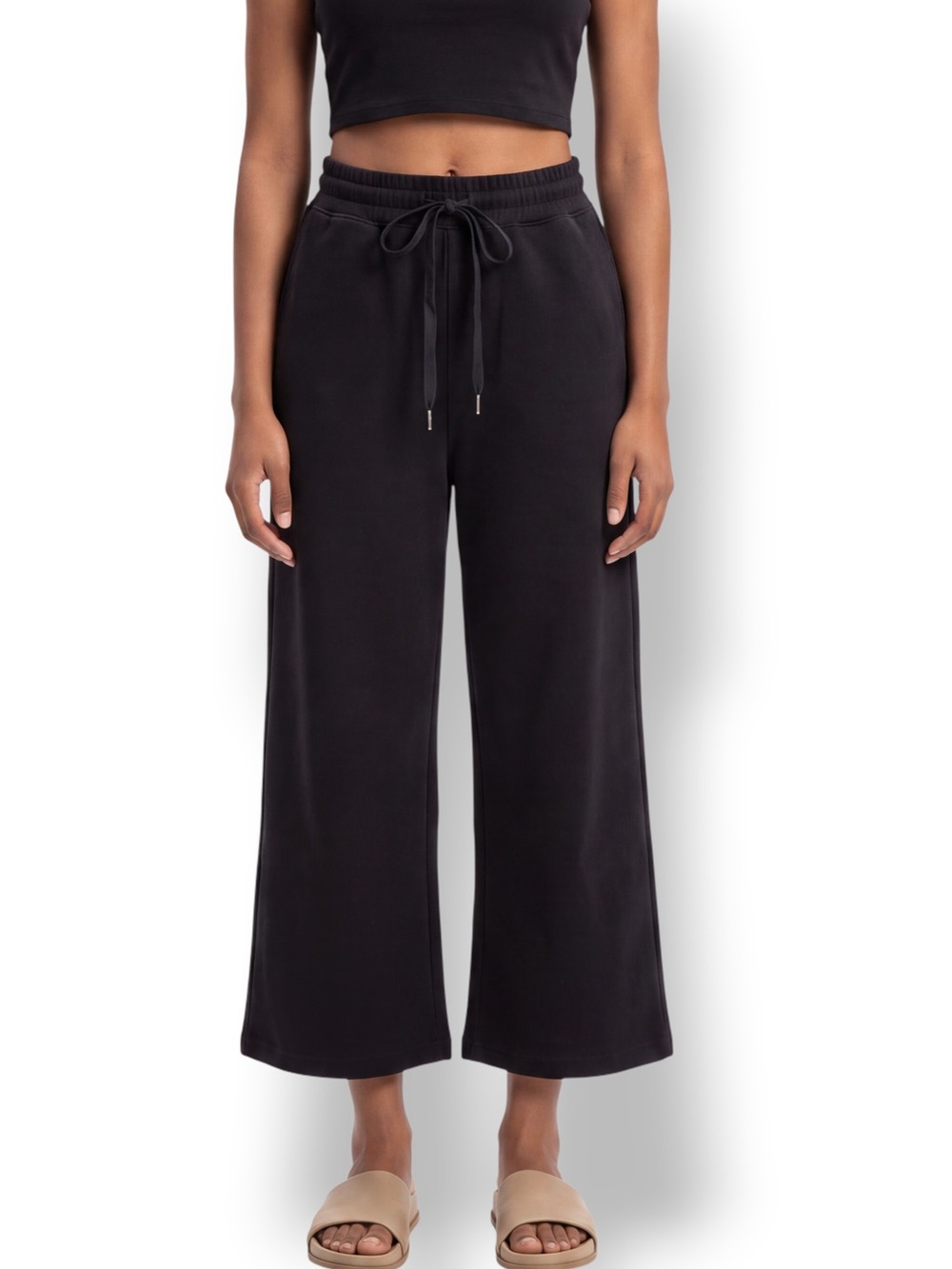 4/$20 Black High Rise Wide Leg Drawstring Lounge Pants Medium